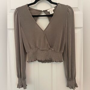 Open Back Ruched Cropped Blouse